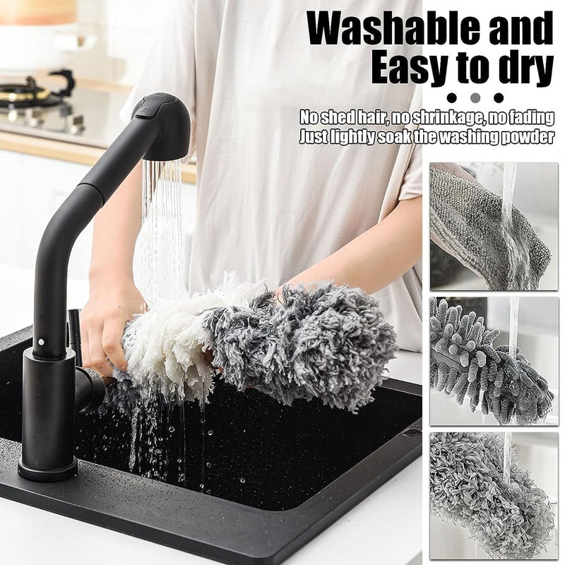 Brijex Microfiber Duster with Extension Pole 4 Replacement Heads Washable Reusable Bendable for Cleaning High Ceiling Fans - Image 4
