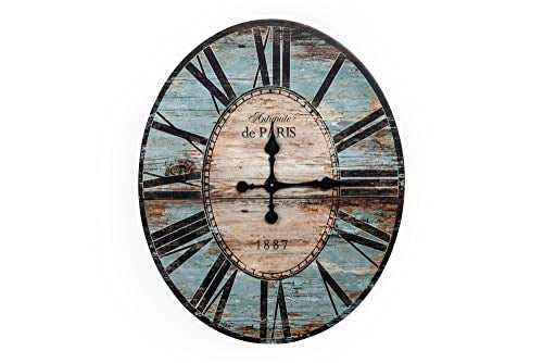 Creative CoOp Oval Turquoise Wood Wall Clock