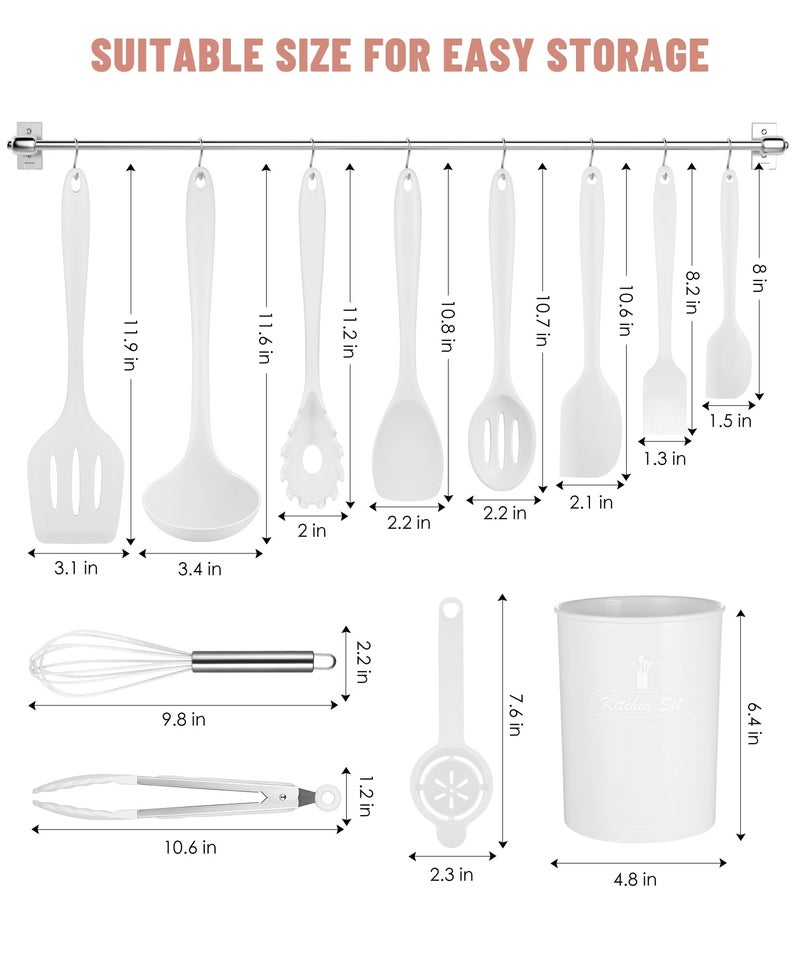 Pranski Kitchen Utensils Set-12 Pieces Silicone Cooking Utensils Set (Dishwasher Safe) 392°F Heat Resistant Spatula Set,Kitchen Utensil Set for Nonstick Cookware,Best Kitchen Tools with Holder - Image 2