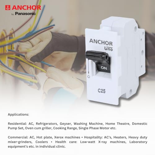 Anchor by Panasonic UNO Mini Roma 25 Amp Single Pole C Curve Mini MCB | Single Pole 25A Mini MCB (66155) - Image 3