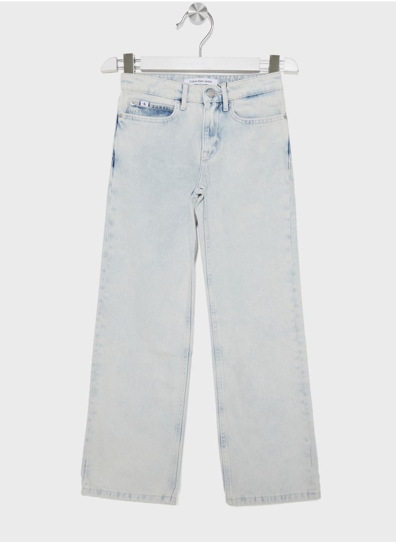 Calvin Klein Jeans - Kids Light Wash Wide Leg Jeans - Image 1