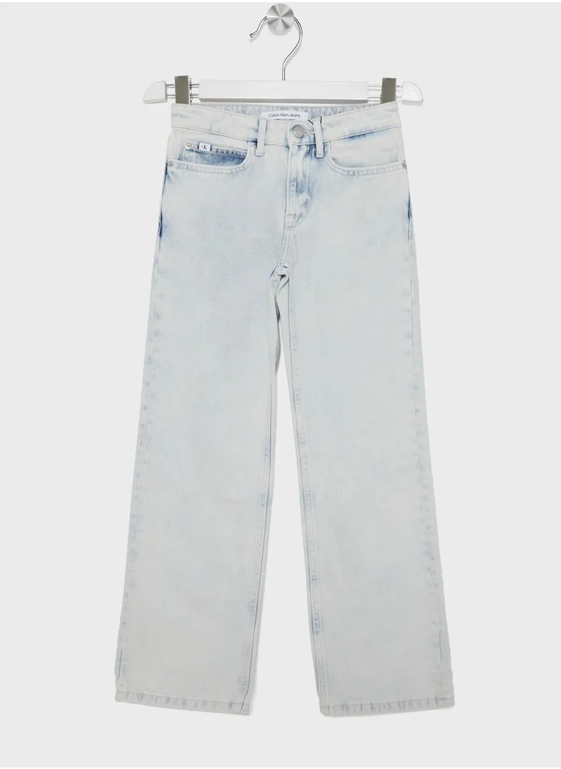 Calvin Klein Jeans Kids Light Wash Wide Leg Jeans