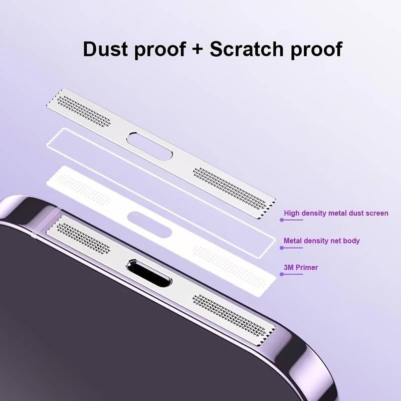 MahadealzDesign ماهاديلز تصميم عبوة من 2 ملصقات معدنية مضادة للغبار لهواتف المحمول شبكة مكبر الصوت ذاتية اللصق لحماية مكبرات الصوت لهواتف آيفون 12/13/14 (ذهبي) - Image 4