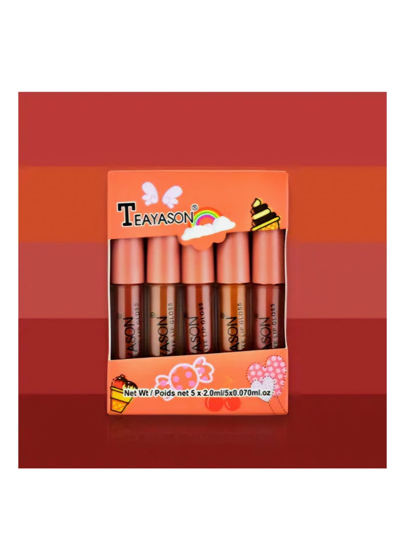 TEAYASON - Teayason Mini Matte Lip Gloss Set of 5 ( Travel Size ) 2 ml × 5 pcs - Image 1