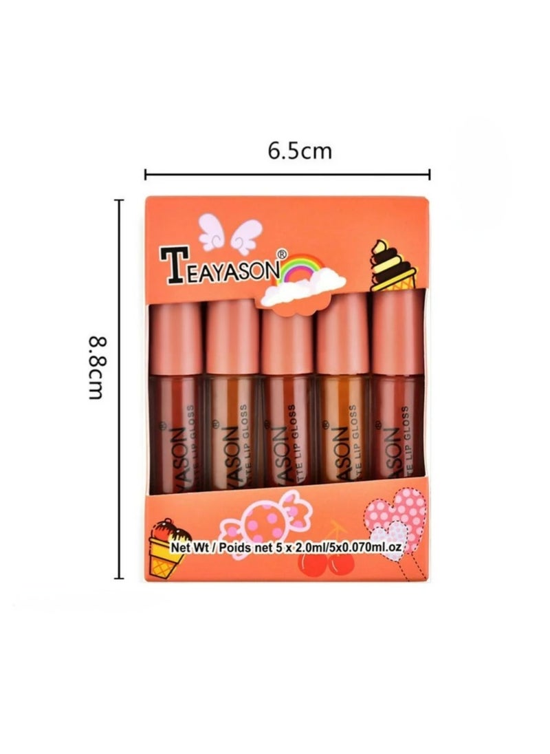 TEAYASON - Teayason Mini Matte Lip Gloss Set of 5 ( Travel Size ) 2 ml × 5 pcs - Image 1