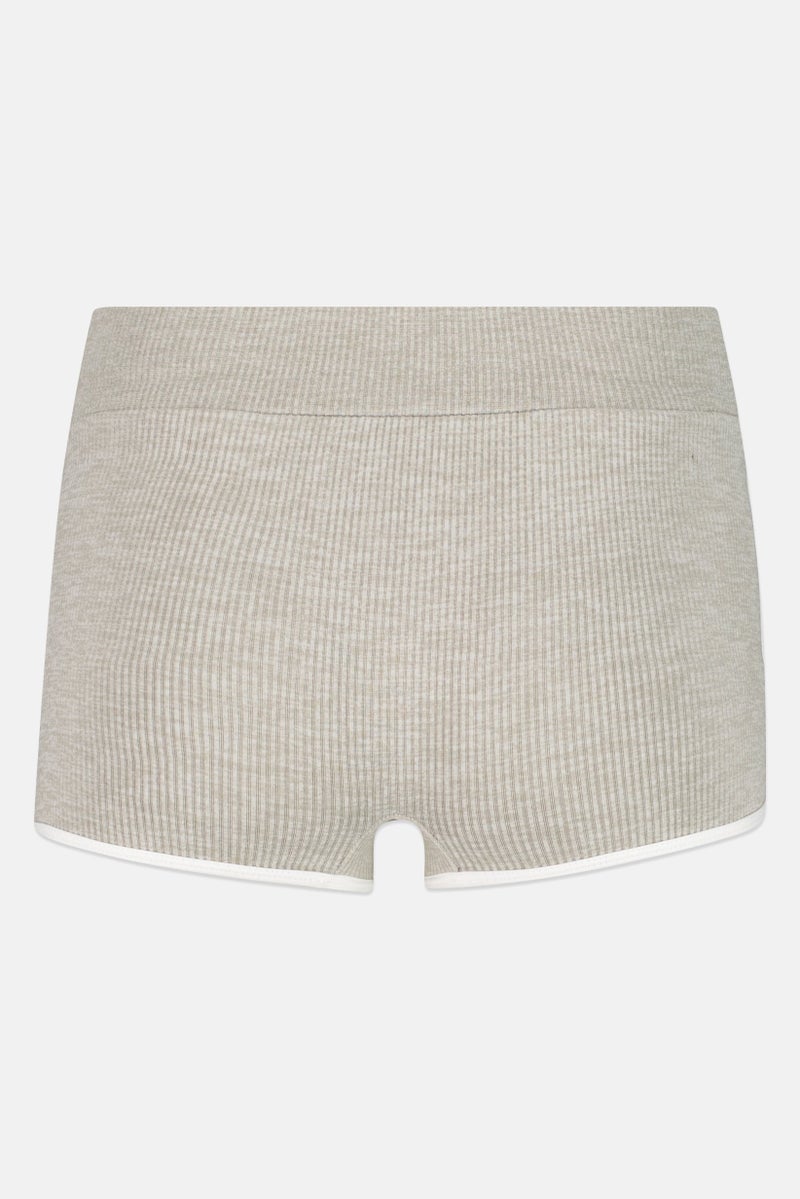 FOREVER 21 Women Regular Fit Ribbed Shorts, Light Grey - Image 3