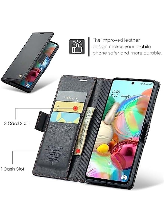 Samsung Galaxy A71(4G) Wallet Case - Fashionable Black Leather Flip Cover with Credit Card Holder and Magnetic Stand, Durable Shockproof Protection for Samsung Galaxy A71(4G) 6.7  - Image 3