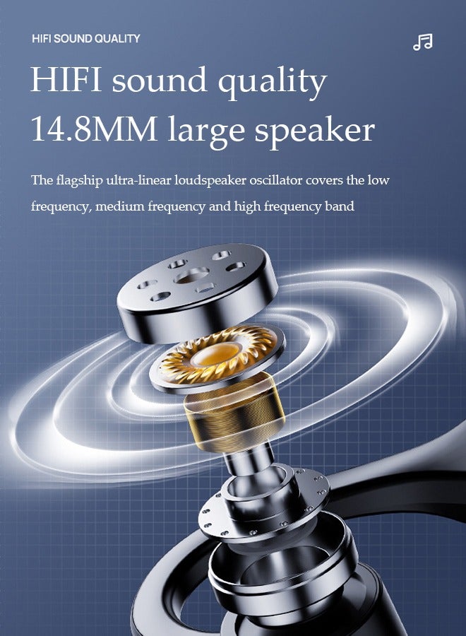 DUNISO Open Ear  Wireless Headphones, air conduction Bluetooth 5.2 earphones, dual modes sports earphones, 8 hour playback time, battery level display, comfortable fit, suitable for running, exercising, and cycling, white - Image 4