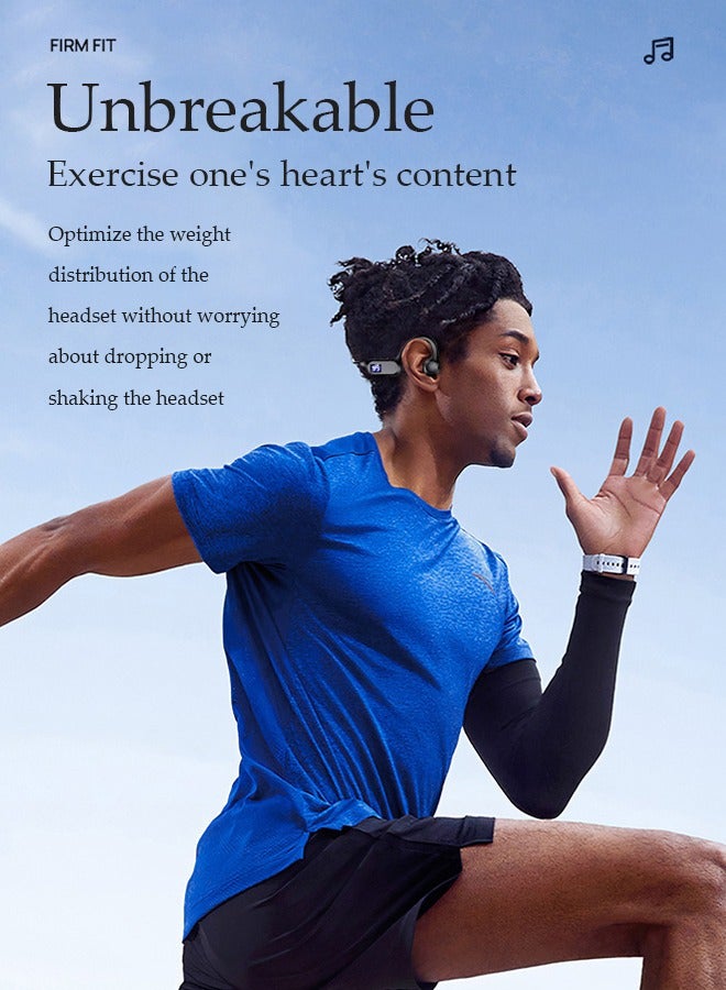 DUNISO Open Ear  Wireless Headphones, air conduction Bluetooth 5.2 earphones, dual modes sports earphones, 8 hour playback time, battery level display, comfortable fit, suitable for running, exercising, and cycling, white - Image 2