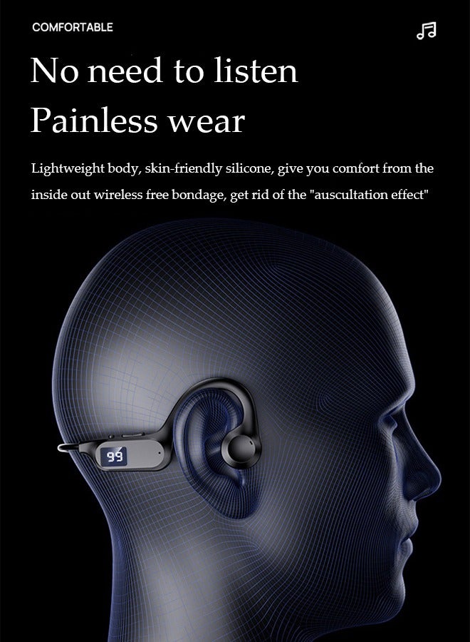 DUNISO Open Ear  Wireless Headphones, air conduction Bluetooth 5.2 earphones, dual modes sports earphones, 8 hour playback time, battery level display, comfortable fit, suitable for running, exercising, and cycling, white - Image 5