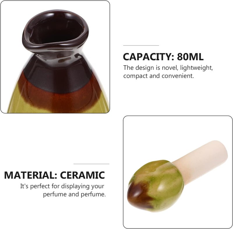 cheekyglo Ceramic Diffuser Bottle Jars with Caps Empty Reed Diffuser Bottle Fragrance Accessories for Use with DIY Perfume Essential Oils Replacement Green - Image 4