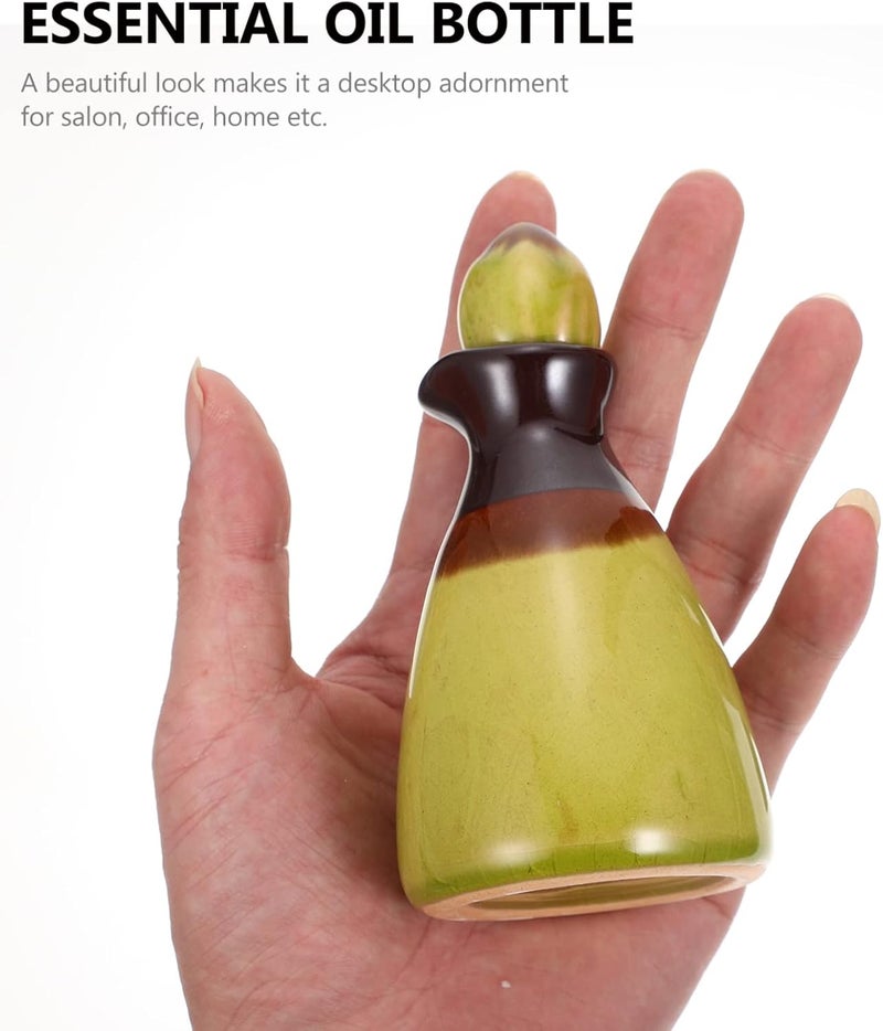 cheekyglo Ceramic Diffuser Bottle Jars with Caps Empty Reed Diffuser Bottle Fragrance Accessories for Use with DIY Perfume Essential Oils Replacement Green - Image 3