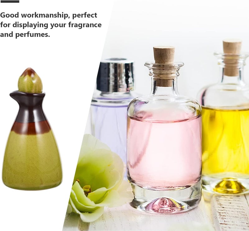 cheekyglo Ceramic Diffuser Bottle Jars with Caps Empty Reed Diffuser Bottle Fragrance Accessories for Use with DIY Perfume Essential Oils Replacement Green - Image 5