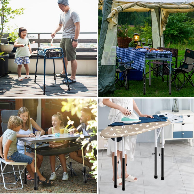 Laowu (4-Pack) Folding Table Leg Extenders Highly Durable Steel Folding Table Leg Risers Table Leg Extensions For Straight And Bent Legs Adjustable Table Height Extenders For Rise 3.6In/5.2In - Image 5