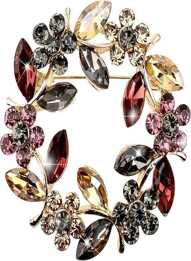 TREXEE Flower Brooches for Women,Wreath Brooch Pin Rhinestone Brooch Pins Crystal Pearl Flower Brooches Pins Rose Flower Brooches Vintage Brooch for Women Girls Coats,Wedding,Shawls,Parties,Proms - Image 1