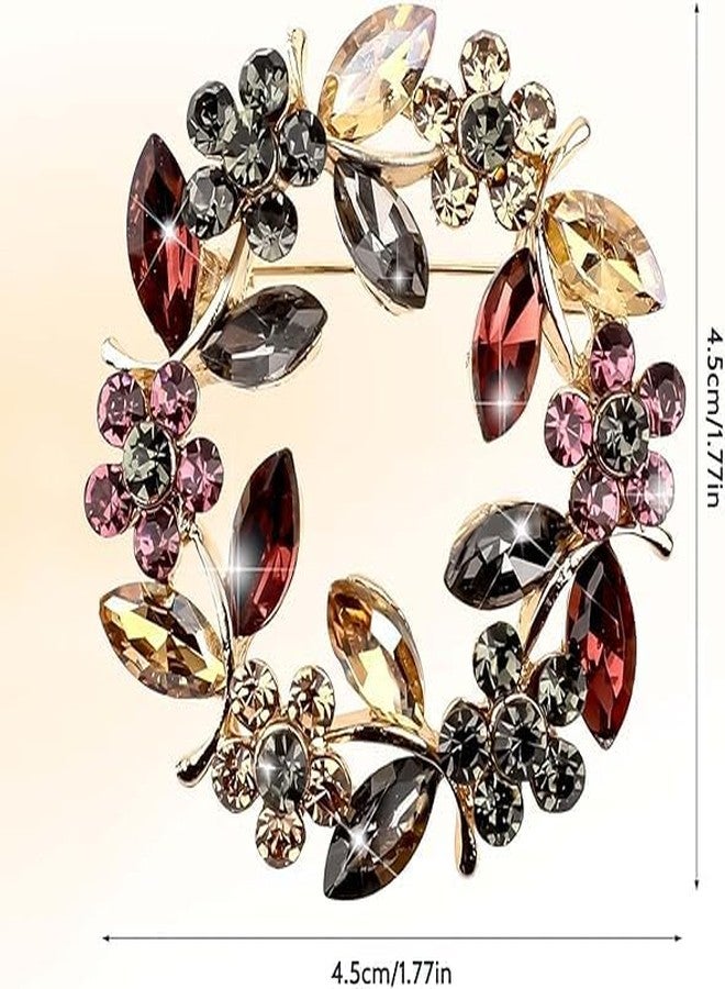 TREXEE Flower Brooches for Women,Wreath Brooch Pin Rhinestone Brooch Pins Crystal Pearl Flower Brooches Pins Rose Flower Brooches Vintage Brooch for Women Girls Coats,Wedding,Shawls,Parties,Proms - Image 2