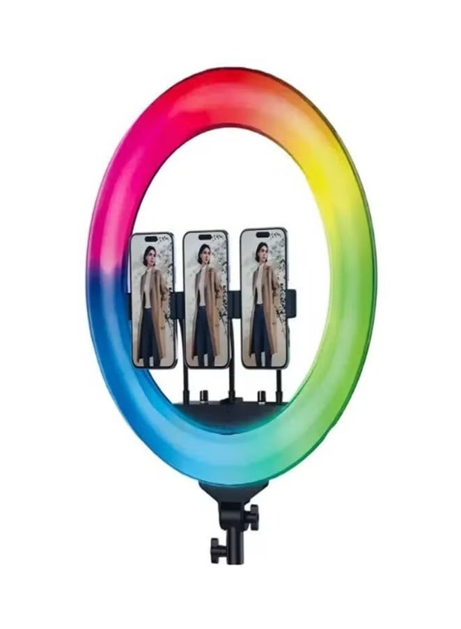 RGB LIGHT WITH TRIPOD Pro 17.5" Soft LED RGB Ring Light with Tripod Stand | Dimmable Lighting for Photography, Video, Makeup & Streaming