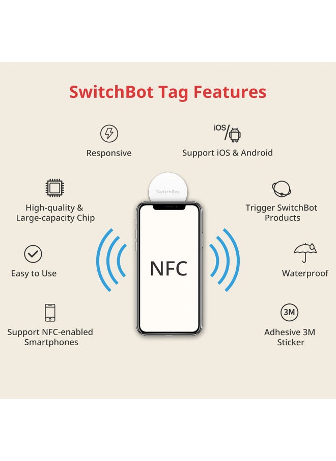 SwitchBot SwitchBot 3PCS NFC Tag Stickers, NTAG216 30mm 888 Bytes Tags Work Great with SwitchBot Devices, Compatible with iOS & Android and All Other NFC Enabled Devices  - Image 2