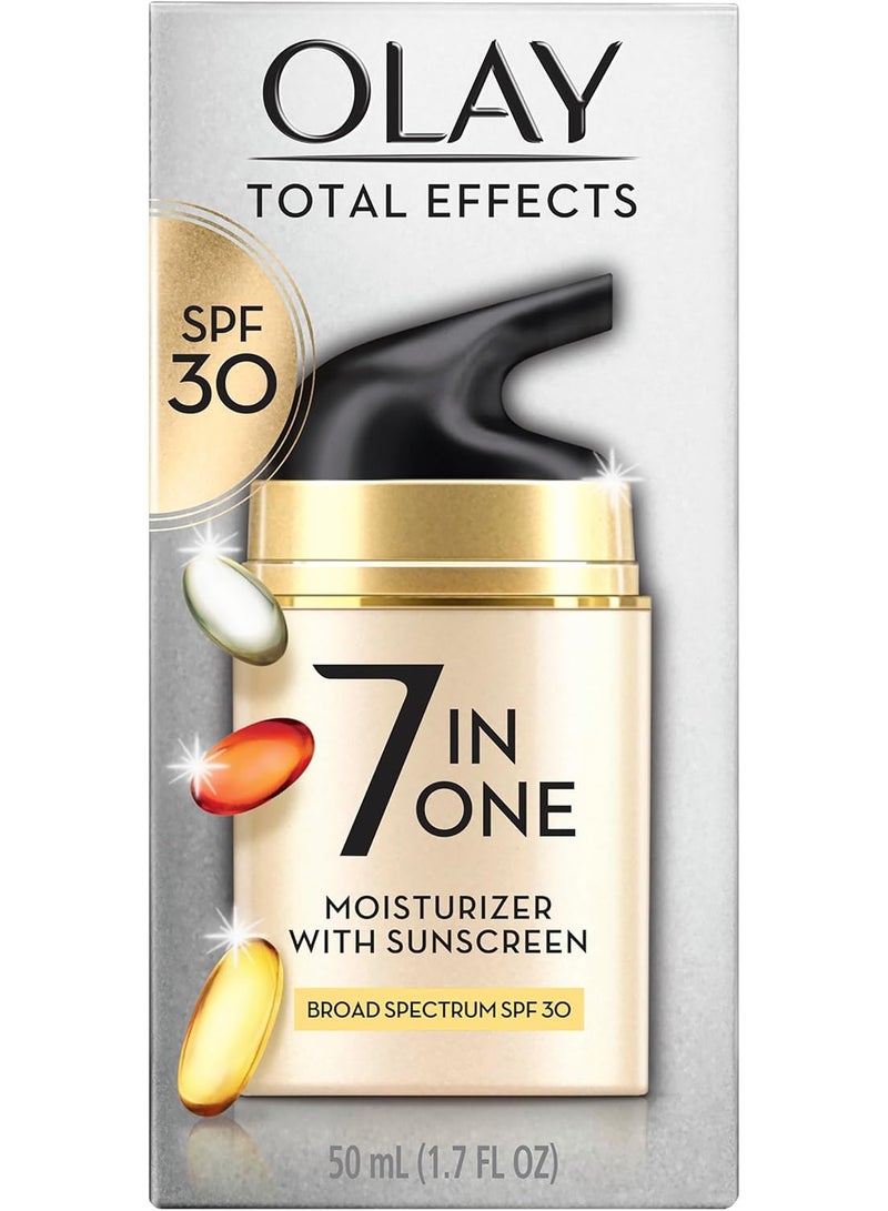 Olay Facial Moisturizing Lotion SPF 30 Total  Effects for Dry Skin, 7 Benefits including Minimize Pores, Anti-Aging, 1.7 oz - Image 1