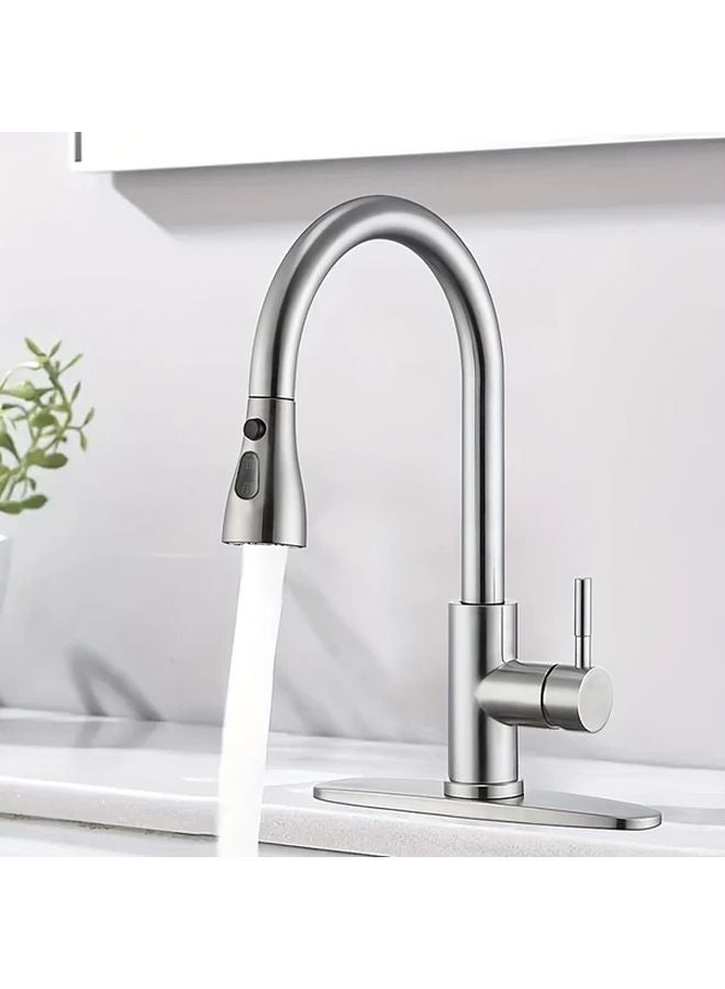 Brushed Nickel Pull Down Kitchen Faucet High Arc Sprayer Single Handle - Image 2