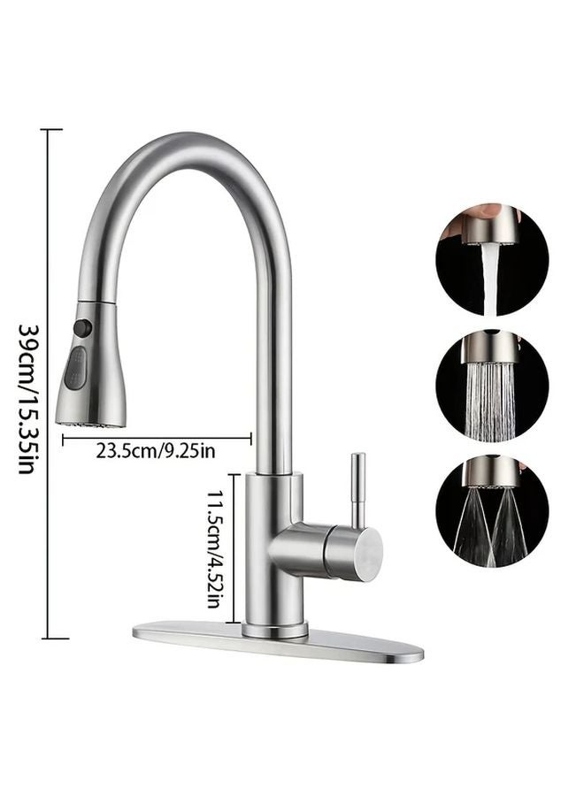 Brushed Nickel Pull Down Kitchen Faucet High Arc Sprayer Single Handle - Image 4