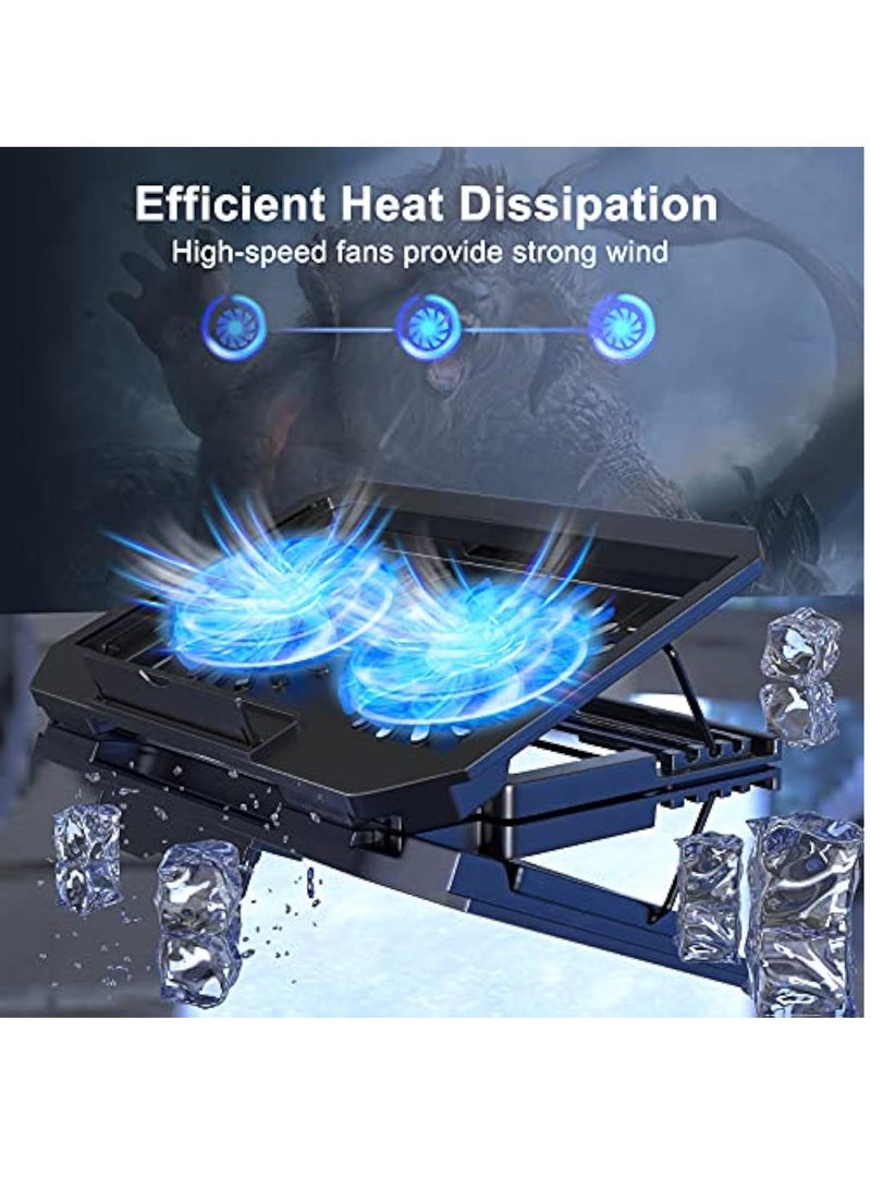 Ergonomic Laptop Cooler with Dual Quiet Fans - Adjustable Cooling Pad for 14-15.6 Notebooks, Dual USB Ports  Speed Control - Image 2