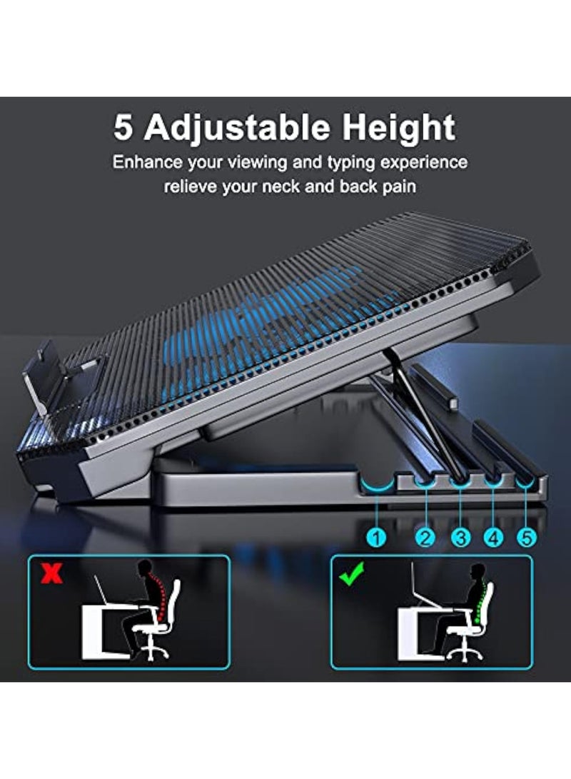 Ergonomic Laptop Cooler with Dual Quiet Fans - Adjustable Cooling Pad for 14-15.6 Notebooks, Dual USB Ports  Speed Control - Image 3