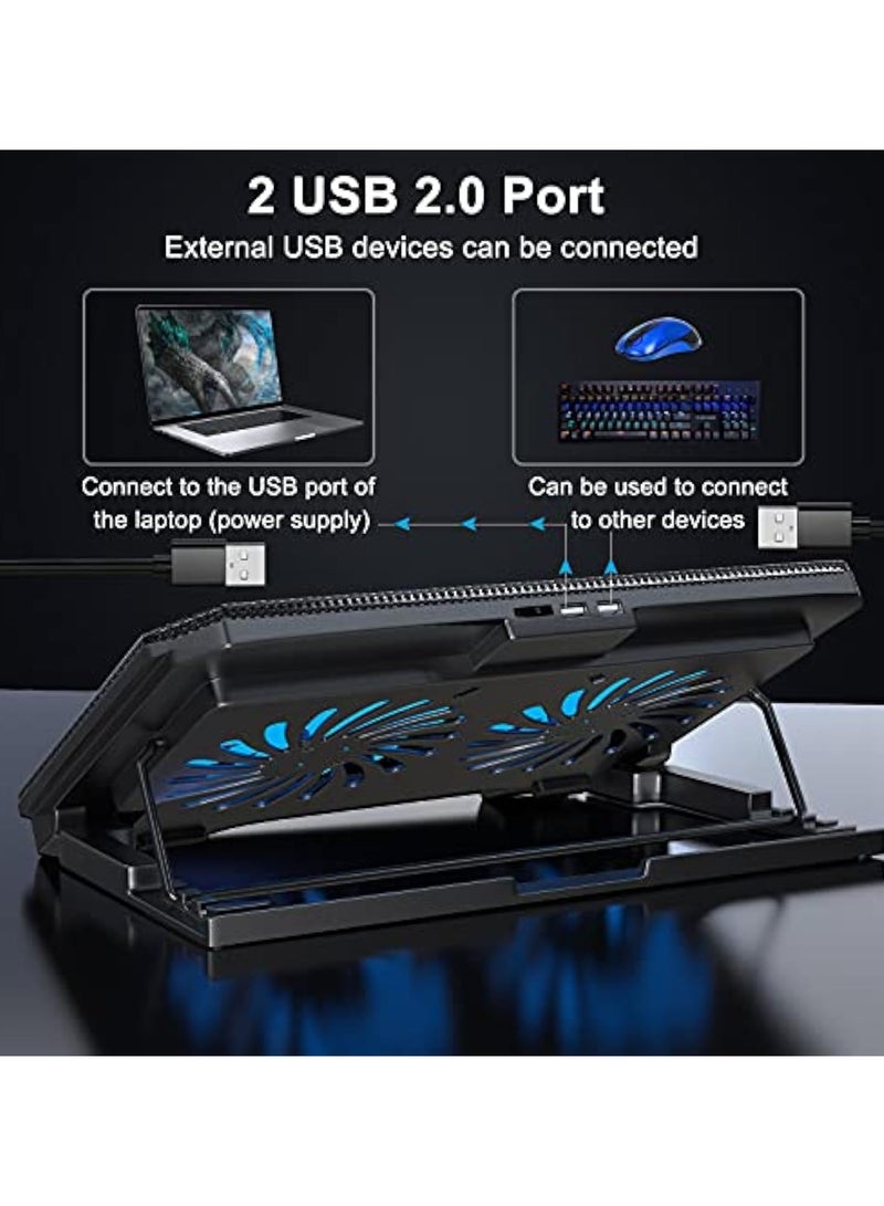 Ergonomic Laptop Cooler with Dual Quiet Fans - Adjustable Cooling Pad for 14-15.6 Notebooks, Dual USB Ports  Speed Control - Image 4