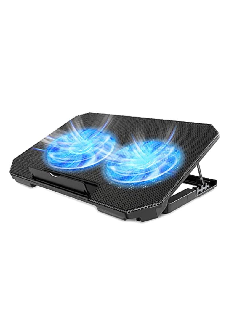 Ergonomic Laptop Cooler with Dual Quiet Fans - Adjustable Cooling Pad for 14-15.6 Notebooks, Dual USB Ports  Speed Control - Image 1