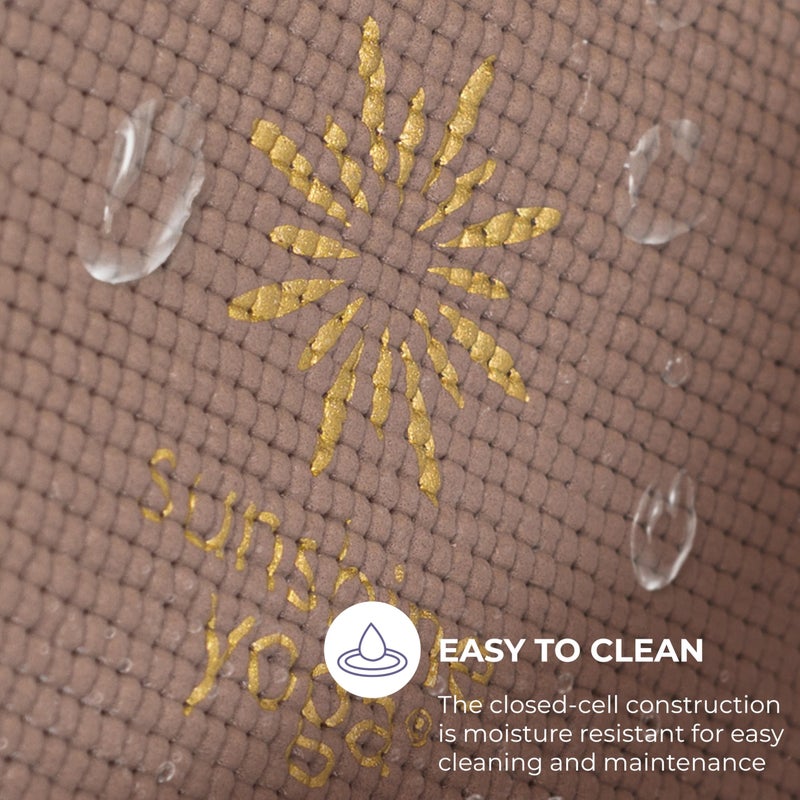 Sunshine Yoga Ascend Yoga Mat with Alignment Marks - Premium 6mm Thick, 72" x 24" Reversible Exercise Mat - Non Slip, Tear Resistant, Workout Mats for Pilates, Home, Studio, Gym, Floor Stretching - Golden Mocha - Printed - Image 4