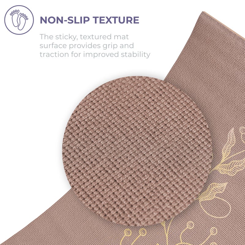 Sunshine Yoga Ascend Yoga Mat with Alignment Marks - Premium 6mm Thick, 72" x 24" Reversible Exercise Mat - Non Slip, Tear Resistant, Workout Mats for Pilates, Home, Studio, Gym, Floor Stretching - Golden Mocha - Printed - Image 3