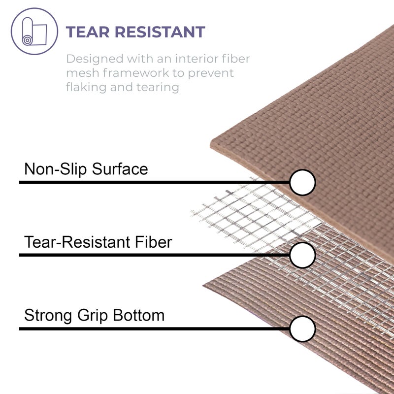 Sunshine Yoga Ascend Yoga Mat with Alignment Marks - Premium 6mm Thick, 72" x 24" Reversible Exercise Mat - Non Slip, Tear Resistant, Workout Mats for Pilates, Home, Studio, Gym, Floor Stretching - Golden Mocha - Printed - Image 5