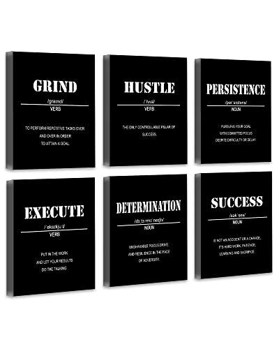 Drsoum Inspirational Office Wall Art - Motivational Quotes for Living Room - Encouraging Canvas Posters for Bedroom - Sayings for Wall Decor - 8” x10” x6 PCS (FRAMED) - Image 1
