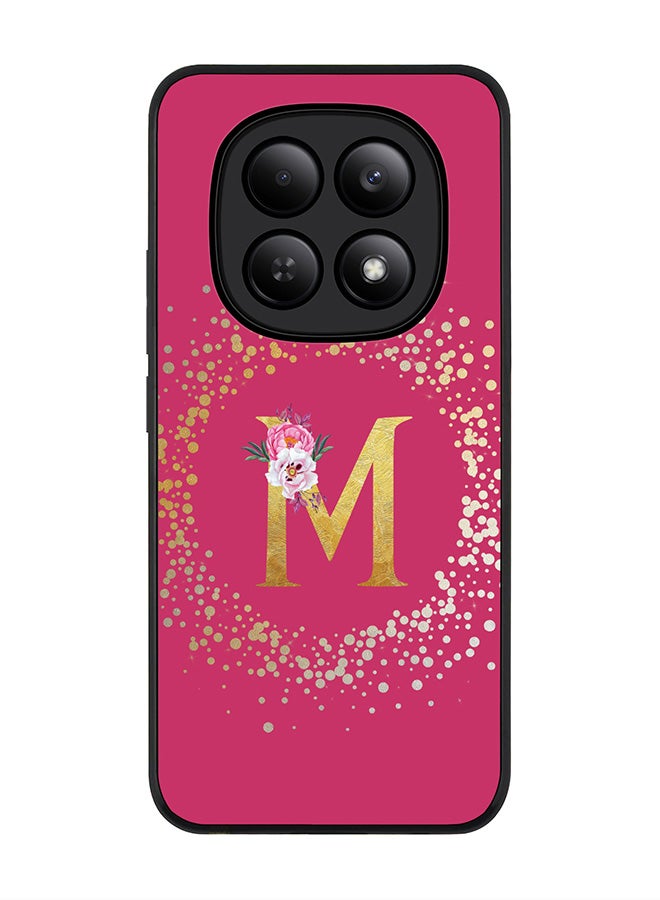 For Xiaomi Redmi Note 15 4G Case,Slim fit Camera Protection, Shockproof Thin Phone cover  - Custom Monogram Floral - M ( Deep Pink )