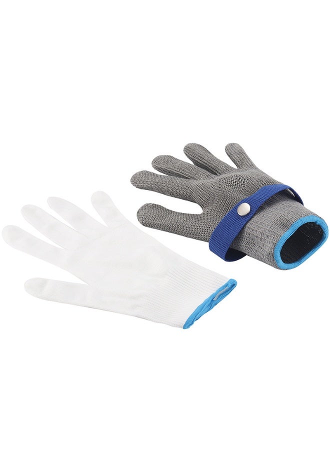 Cut Resistant Gloves Level 9, Stainless Steel Mesh Safety Work Gloves with HPPE, Ambidextrous Food Grade Kitchen Gloves for Meat Cutting, Oyster Shucking & Cooking - Image 2