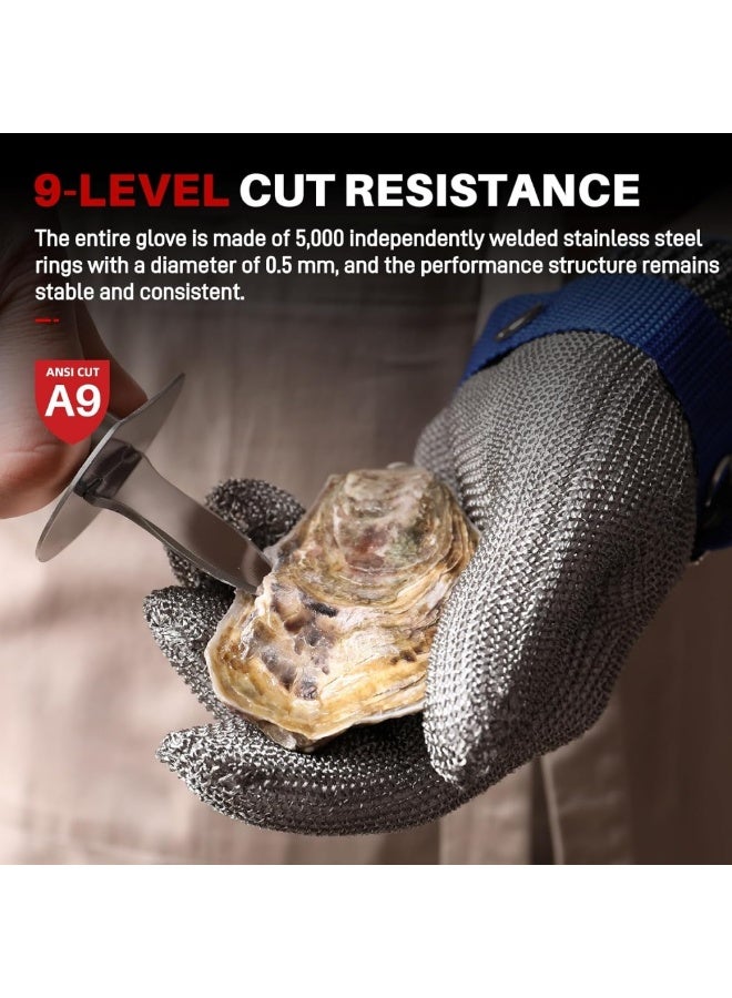 Cut Resistant Gloves Level 9, Stainless Steel Mesh Safety Work Gloves with HPPE, Ambidextrous Food Grade Kitchen Gloves for Meat Cutting, Oyster Shucking & Cooking - Image 4