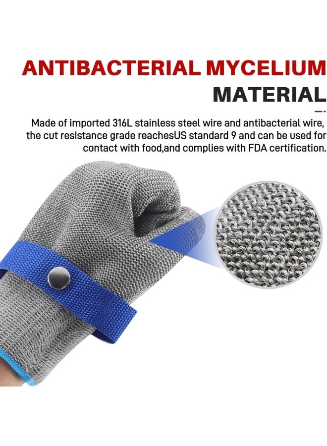 Cut Resistant Gloves Level 9, Stainless Steel Mesh Safety Work Gloves with HPPE, Ambidextrous Food Grade Kitchen Gloves for Meat Cutting, Oyster Shucking & Cooking - Image 5