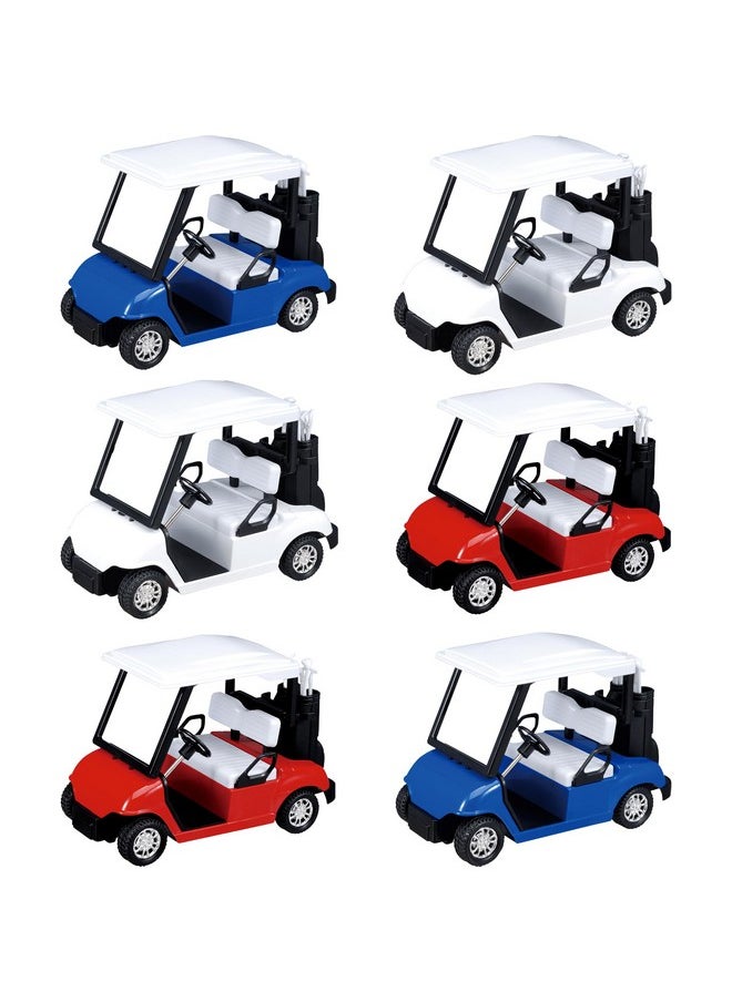 PowerTRC PowerTRC 6 Pcs Diecast Toy Golf Carts with Clubs, Mini Metal Alloy Die Cast Pullback Display Model Desk Decor Golf Cart Cake Decorations Topper (4.75 inches)  - Image 1
