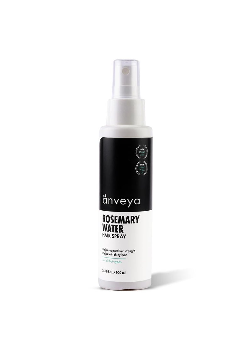 THRIVECO - Anveya Rosemary Water Hair Spray  Natural Rosemary Extract Rice Water  Hyaluronic Acid  Rosemary Water Spray for Hair GrowthControl  Hair Care  Hair Spray to Shine  nourish  Men  Women100ml - Image 1