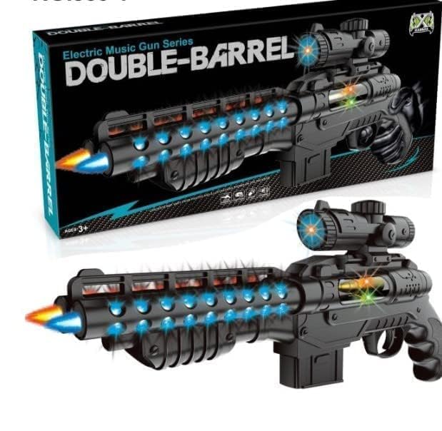 HOMOZE Double Barrel Toy Gun for Kids | M1887 Musical Electric Gun with Flashing Lights, Laser, Realistic Sound, Vibration & Moving Barrel | Battery Operated Rifle Toy for Boys Age 3+ (Color May Very) - Image 1
