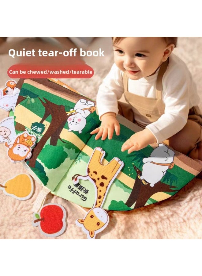 Baby Tear Book Baby Cloth Book Matching Quiet Book Tear Washable Fabric 1 Cartoon Velcro 2 Toy-Color:Tearable Patch Book  - Image 2