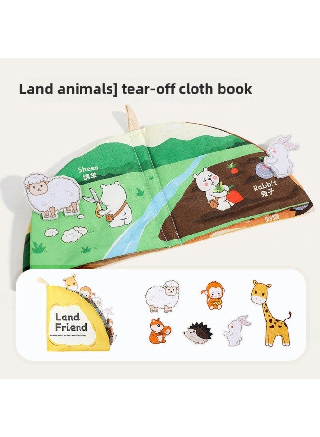 Baby Tear Book Baby Cloth Book Matching Quiet Book Tear Washable Fabric 1 Cartoon Velcro 2 Toy-Color:Tearable Patch Book  - Image 1