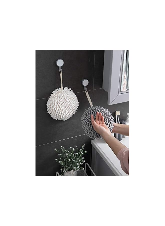 The Bros Fuzzy Ball Towel (Set of 2) White and Gray - Dry Your Hand Instantly conveniently with This Creative Bath Towel Set Decorative Towels for Bathroom (Pack of 2) - Image 2