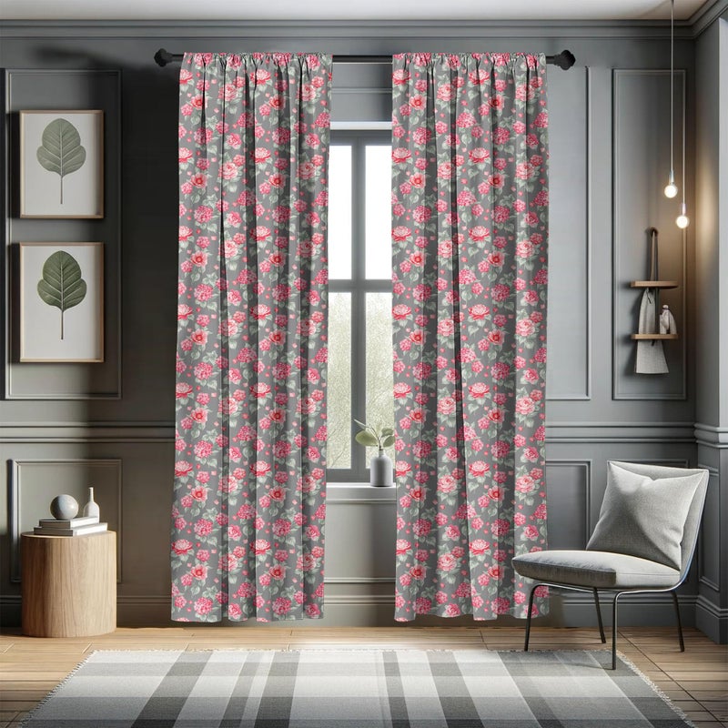 Ambesonne Flower 2 Panel Curtain Set  Romantic Bridal Bouquet Art with Hydrangea Peony and Chrysanthemum  Lightweight Window Treatment Living Room Bedroom Decor  Pair of - 28"" x 84""  Coral Green - Image 5