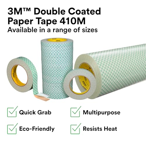 3M Double Coated Paper Tape 410M, Natural, 1 in x 36 yd, 5 mil - Image 2