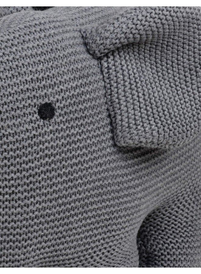 Pluchi Elephant Cotton Knitted Stuffed Plush Soft Toys For Babies And Kids (Grey) - Image 5