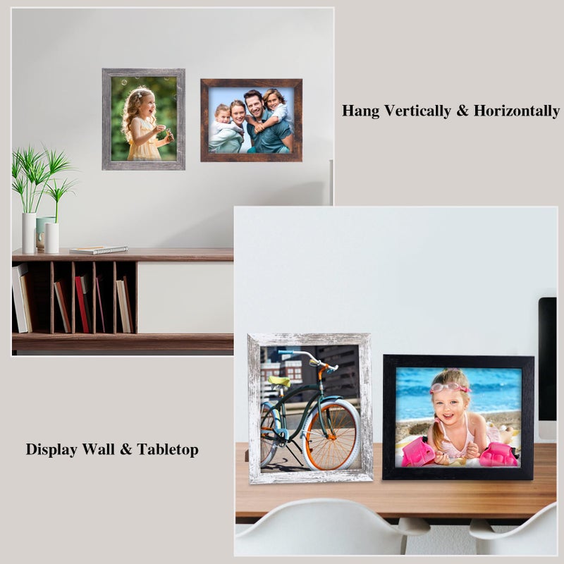 PETAFLOP 5x7 Picture Frame Set of 7  Wooden Rustic Photo Frames 5 by 7 for Tabletop and Wall Display  Assorted Colors - Image 4