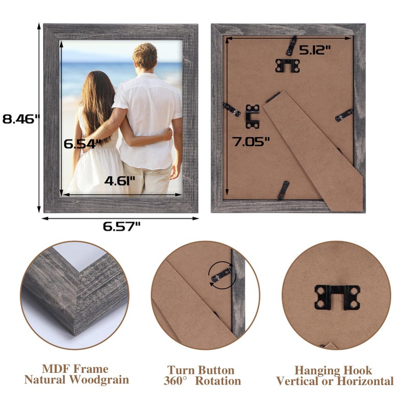 PETAFLOP 5x7 Picture Frame Set of 7  Wooden Rustic Photo Frames 5 by 7 for Tabletop and Wall Display  Assorted Colors - Image 5