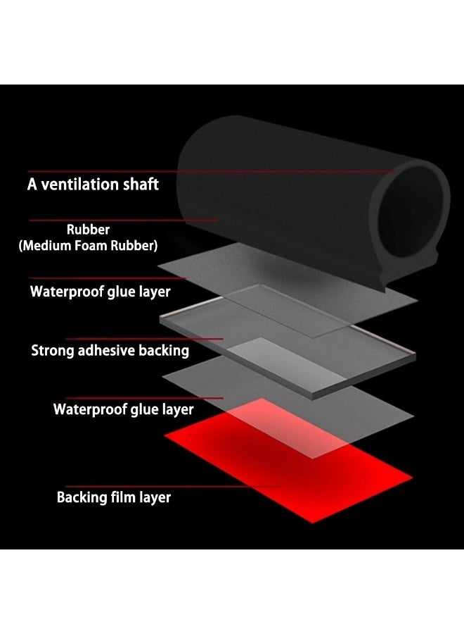 kunshao Car Door Rubber Seal Strip, D-Shape Auto Weather Striping, 3M Self Adhesive Soundproof Sealing for Car Truck Motor Door Cover Trunk, Fill The Gaps, Universal Automotive Accessories (33 Ft) - Image 3