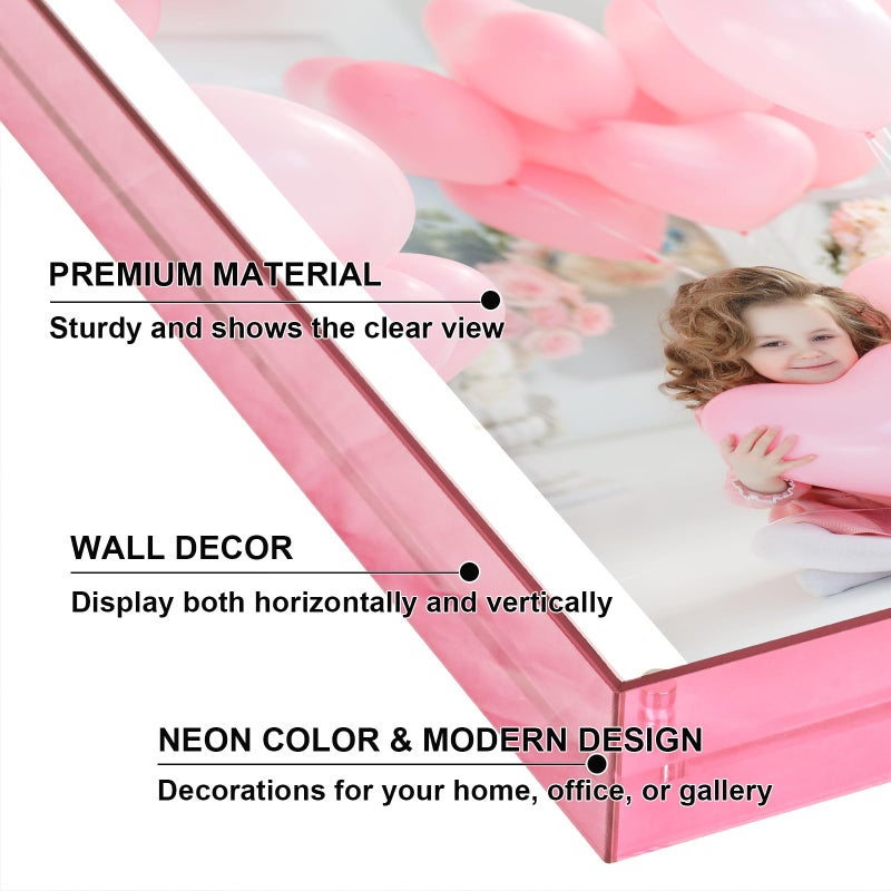 MFoffice 5x7 Picture Frames  Stunning Color Acrylic Photo Frame  Wall & Tabletop Display Frames  Modern Floating Style for Home Office Decoration  Pink (1 Pack) - Image 5
